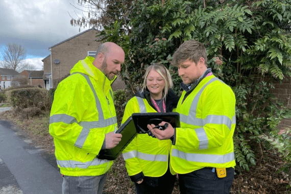 Three of Truespeed's Wayleave team out in the local community helping to plan the next stage of our network rollout