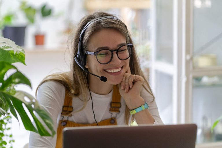 A lady working from home with ultrafast Wi-Fi